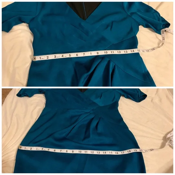 Nanette Lepore teal ruched sheath dress 6 - Picture 6 of 7